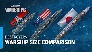 Warships Size Comparison Destroyers  World of Warships [upl. by Malachi]