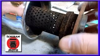 how to remove and repack a vintage motorcycle muffler exhaust baffel silencer with fiberglass [upl. by Nagle]