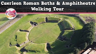 CAERLEON ROMAN BATHS amp AMPHITHEATRE WALES  Walking Tour  Pinned on Places [upl. by Awe]