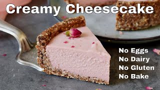 Vegan NoBake Cheesecake GlutenFree Refined SugarFree Easy [upl. by Ahsenar]