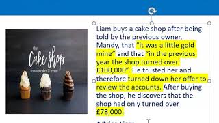 How to apply misrepresentation Liam cupcake scenario [upl. by German]