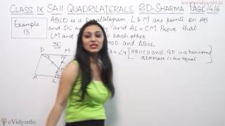 Example 13 Page No1416  Quadrilaterals RD Sharma Maths Class 9th [upl. by Enial]