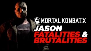 Jason Voorhees All Fatalities and All Brutalities  Mortal Kombat X Gameplay [upl. by Towland]