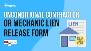 Unconditional Lien Release for a Contractor or Mechanic EXPLAINED [upl. by Leontyne]