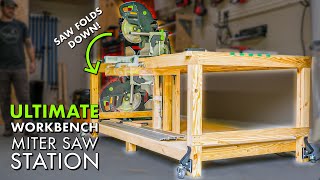 Garage WORKBENCH  MITER SAW Station  OUTFEED Table Combo Build Part 1 [upl. by Carmencita782]