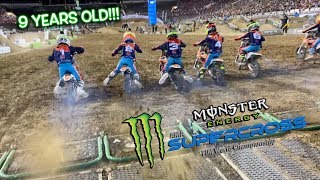 LITTLE KIDS RACING VEGAS SUPERCROSS Huckson Deegan races the KTM Challenge [upl. by Jedediah714]