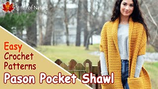 EASY CROCHET SHAWL PATTERN  Pason Pocket Shawl [upl. by Neral961]