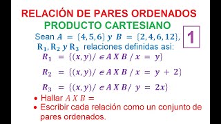 Parte 1 Relación de pares ordenados Producto Cartesiano [upl. by Jillayne]