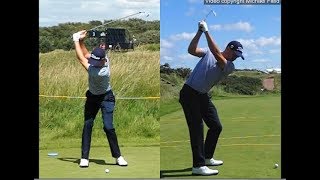 Justin Thomas golf swing  Long Iron faceon amp downtheline July 2017 [upl. by Sherrod]