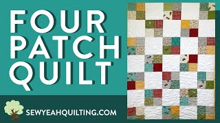 How to Sew a Four Patch Quilt  Beginner Tutorial [upl. by Firman]