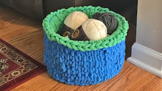 Finger Knit Basket  Knit Without Needles [upl. by Nalyr]